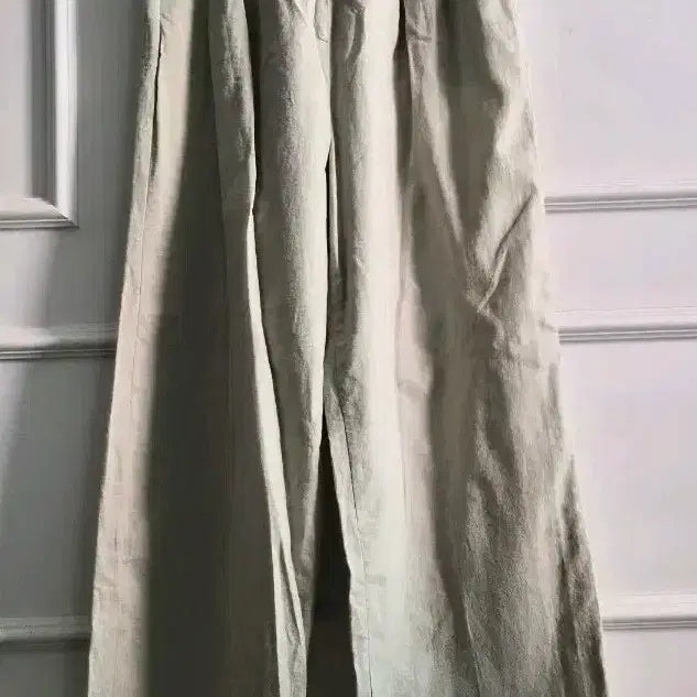 [BUNJANG] Linen Wide Leg Slacks - Light Green Tone / 연그린톤 와이드 린넨 바지/S