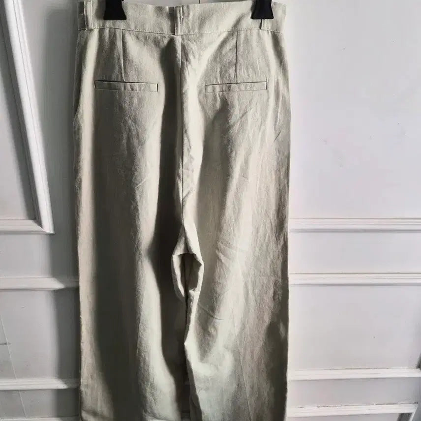 [BUNJANG] Linen Wide Leg Slacks - Light Green Tone / 연그린톤 와이드 린넨 바지/S