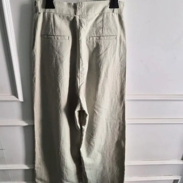 [BUNJANG] Linen Wide Leg Slacks - Light Green Tone / 연그린톤 와이드 린넨 바지/S