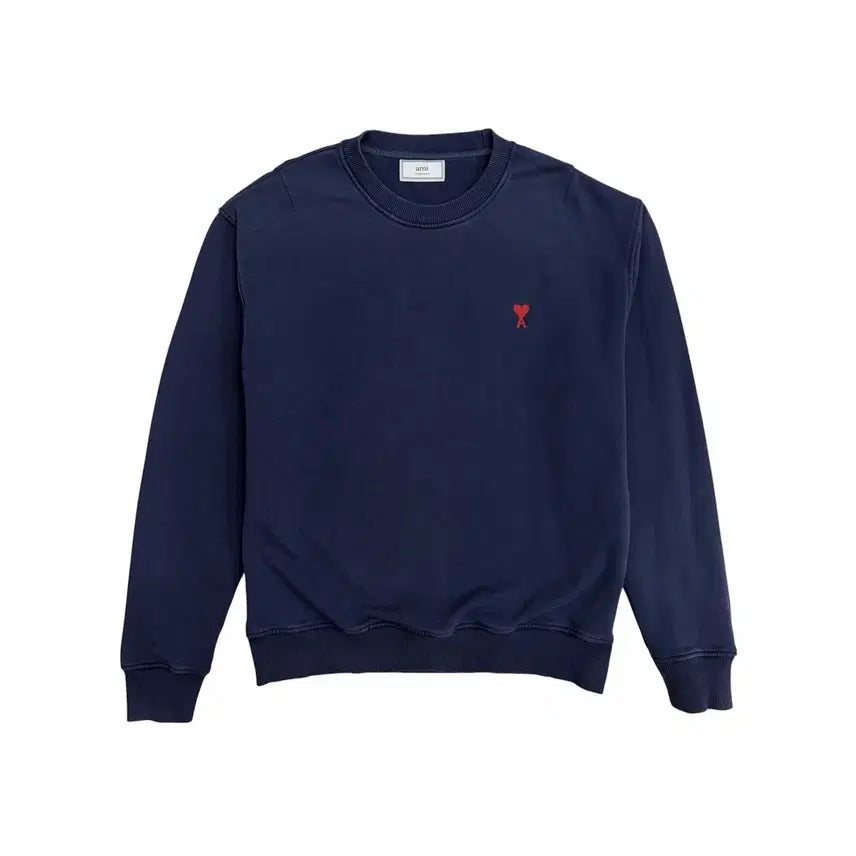 [BUNJANG] AMI Navy Sweatshirt T-Shirt (XL) / AMI 아미 네이비 맨투맨 티셔츠 (XL)