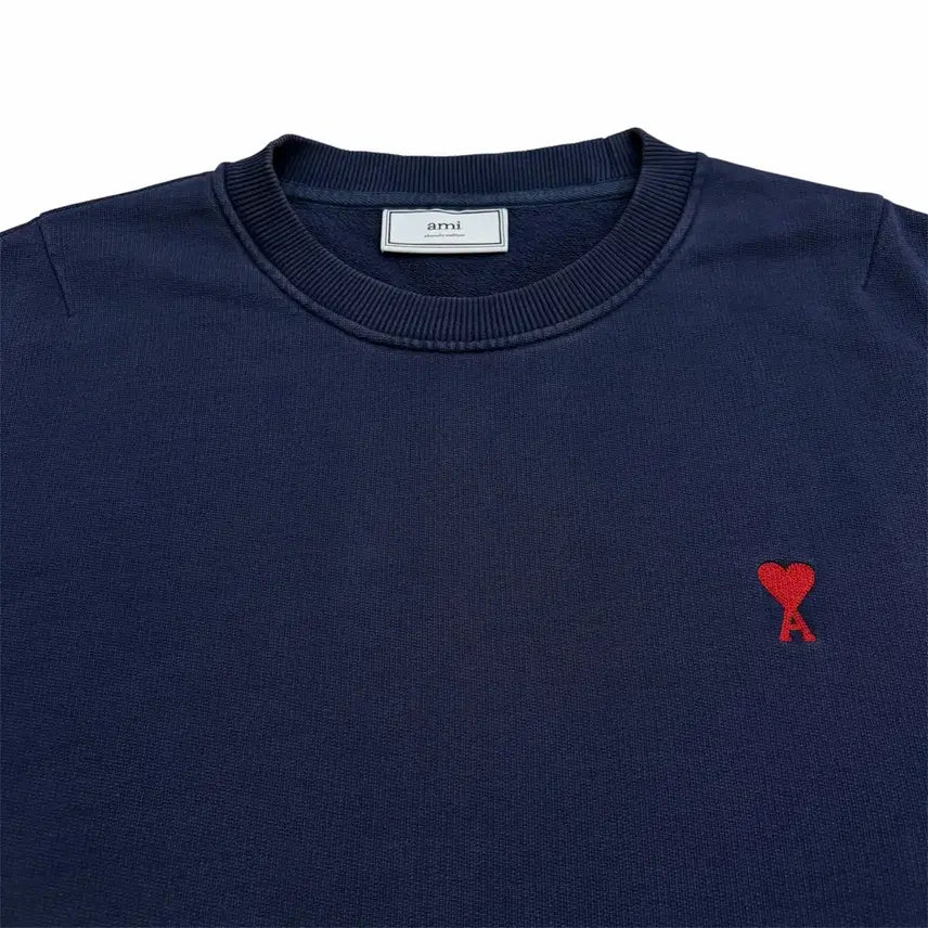 [BUNJANG] AMI Navy Sweatshirt T-Shirt (XL) / AMI 아미 네이비 맨투맨 티셔츠 (XL)