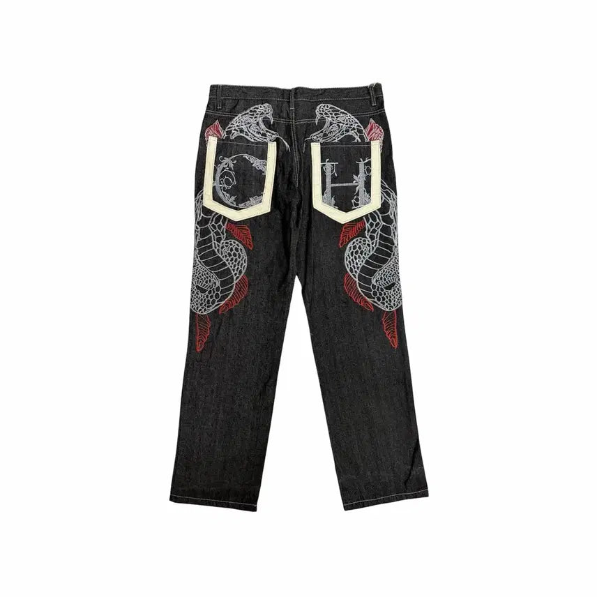 [BUNJANG] Crown Holder Old School Vintage Cobra Black Denim Pants (Size 36) / 크라운 홀더 올드스쿨 빈티지 코브라 흑 청 데님 팬츠 바지 (36