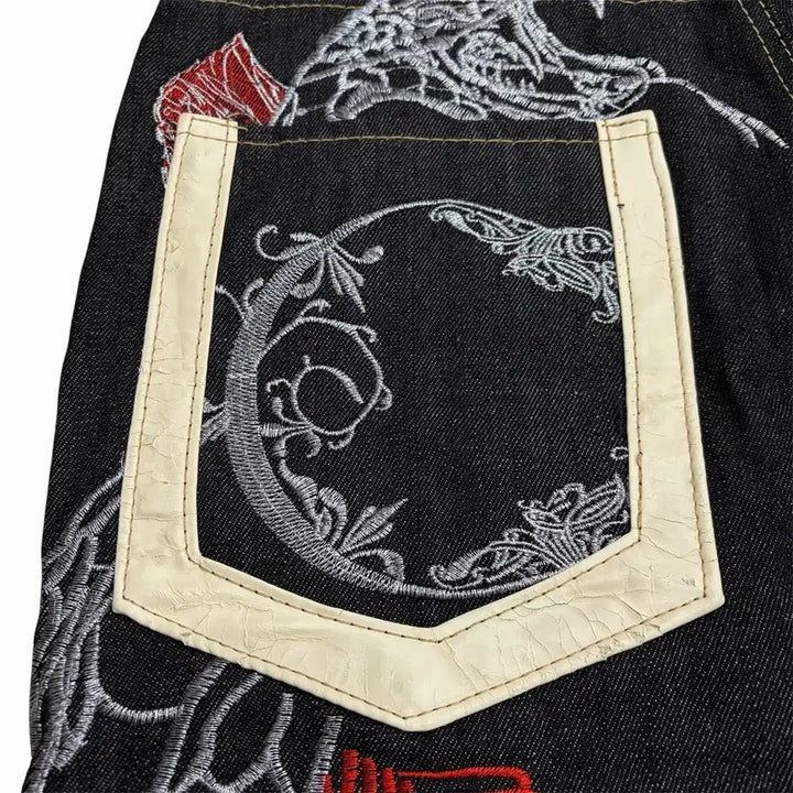[BUNJANG] Crown Holder Old School Vintage Cobra Black Denim Pants (Size 36) / 크라운 홀더 올드스쿨 빈티지 코브라 흑 청 데님 팬츠 바지 (36