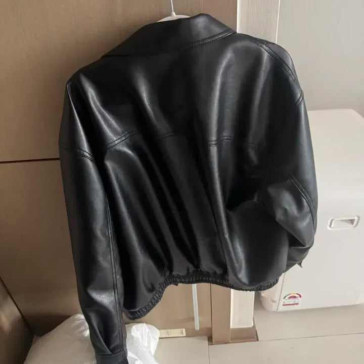 [BUNJANG] Black Leather Rider Jacket / 블랙 레더 라이더 자켓