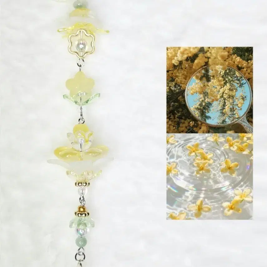 [BUNJANG] Yellow Flower Mood Beaded Keychain / 노란 꽃 무드 비즈 키링