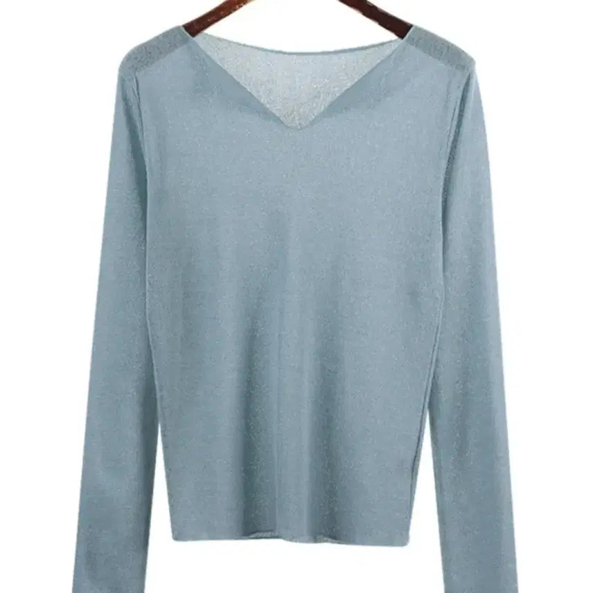 [BUNJANG] Open Collar See-Through Summer Knit / 오픈카라 시스루 여름 니트
