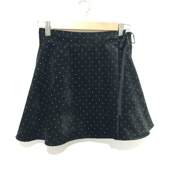 [BUNJANG] Velvet Polka Dot Wrap Skirt / 벨벳 땡땡이 랩 스커트  F_M2614