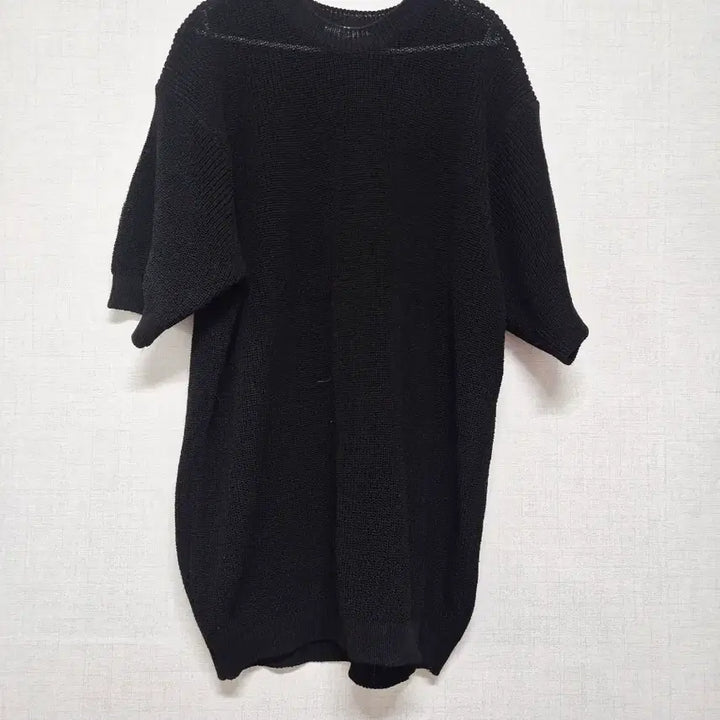 [BUNJANG] Black Short Sleeve Knit T-Shirt / 블랙 반팔 니트 티셔츠