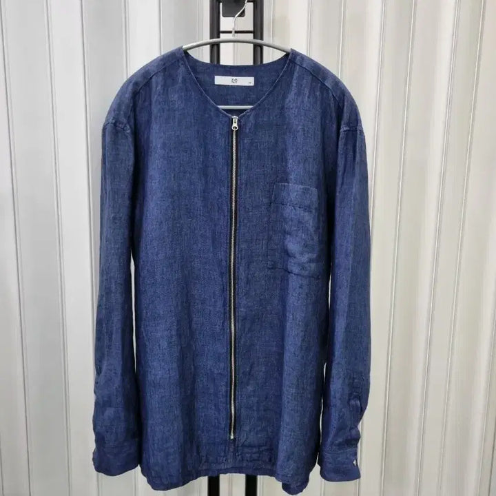 [BUNJANG] ZIO Linen Zip-Up Shirt Blue / ZIO 린넨 집업 셔츠 블루