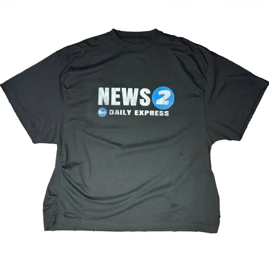 [BUNJANG] Nonnode News T-Shirt Black Size 2 / 2) 논노드 뉴스 티셔츠 블랙 2사이즈