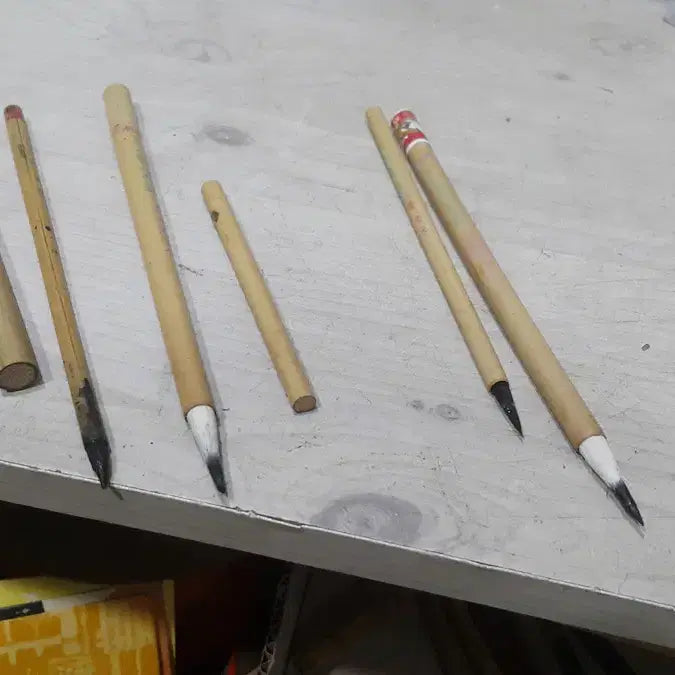 [BUNJANG] Set of 4 Vintage Japanese &amp; Chinese Writing Brushes / 1970 일본 노문원 세필 등 4자루 일괄