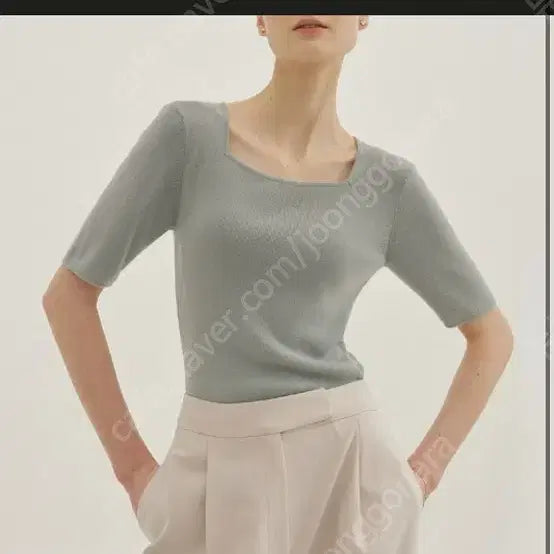 [BUNJANG] sie Soft Square Neck Top Mint / 시에(sie)소프트 스퀘어넥 민트(free)