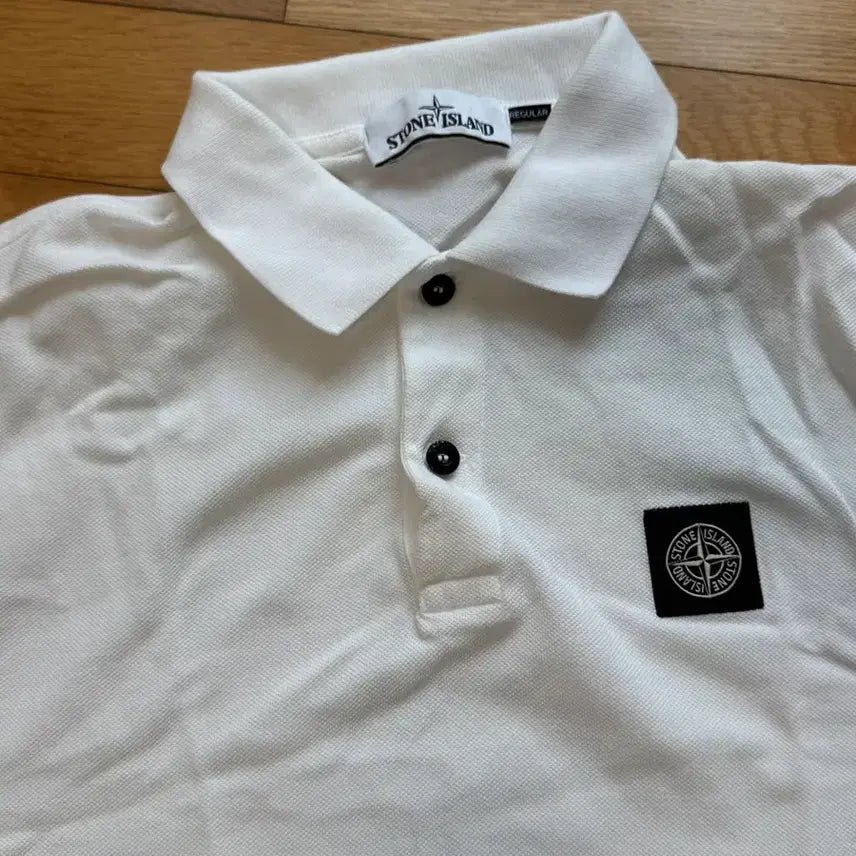 [BUNJANG] Stone Island White Short Sleeve Polo T-Shirt / 스톤아일랜드 화이트 반팔 PK 카라티