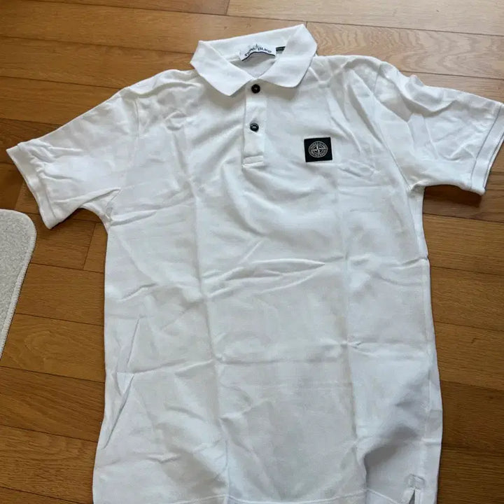 [BUNJANG] Stone Island White Short Sleeve Polo T-Shirt / 스톤아일랜드 화이트 반팔 PK 카라티