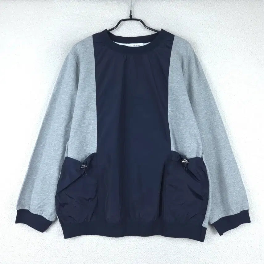 [BUNJANG] STUNNING Color-Blocked Sweatshirt T-Shirt Navy/Gray (Size 66-77) / STUNNING 여성 배색 맨투맨 티셔츠 네이비/회색(66~77)