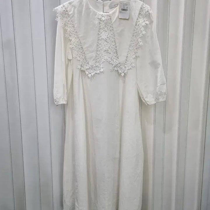 [BUNJANG] VAN AKE White Lace Collar Long Dress / VAN AKE 새상품 화이트 레이스 카라 원피스
