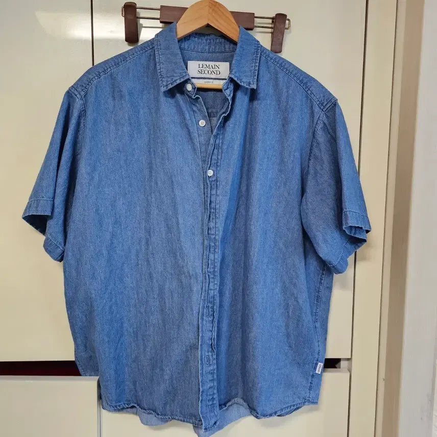 [BUNJANG] Lemein Second Oversized Denim Short Sleeve Shirt / 르메인세컨드 오버핏 데님 반팔셔츠 공용 100