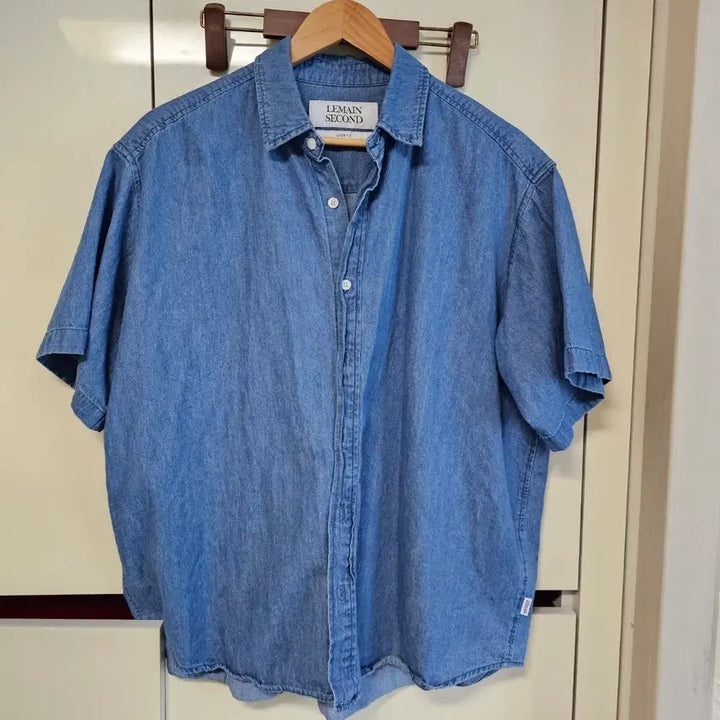 [BUNJANG] Lemein Second Oversized Denim Short Sleeve Shirt / 르메인세컨드 오버핏 데님 반팔셔츠 공용 100