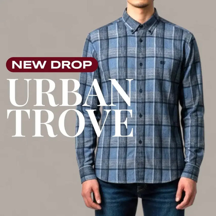[BUNJANG] KOLON SPORT Blue Check Regular Fit Shirt L (100) / 코오롱스포츠 블루 체크 셔츠 L 100
