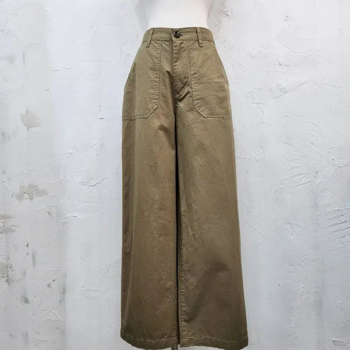[BUNJANG] Khaki Wide Cotton Pants / 카키색 와이드 팬츠