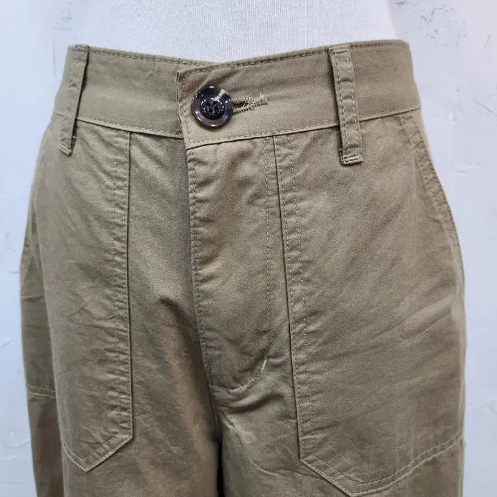 [BUNJANG] Khaki Wide Cotton Pants / 카키색 와이드 팬츠