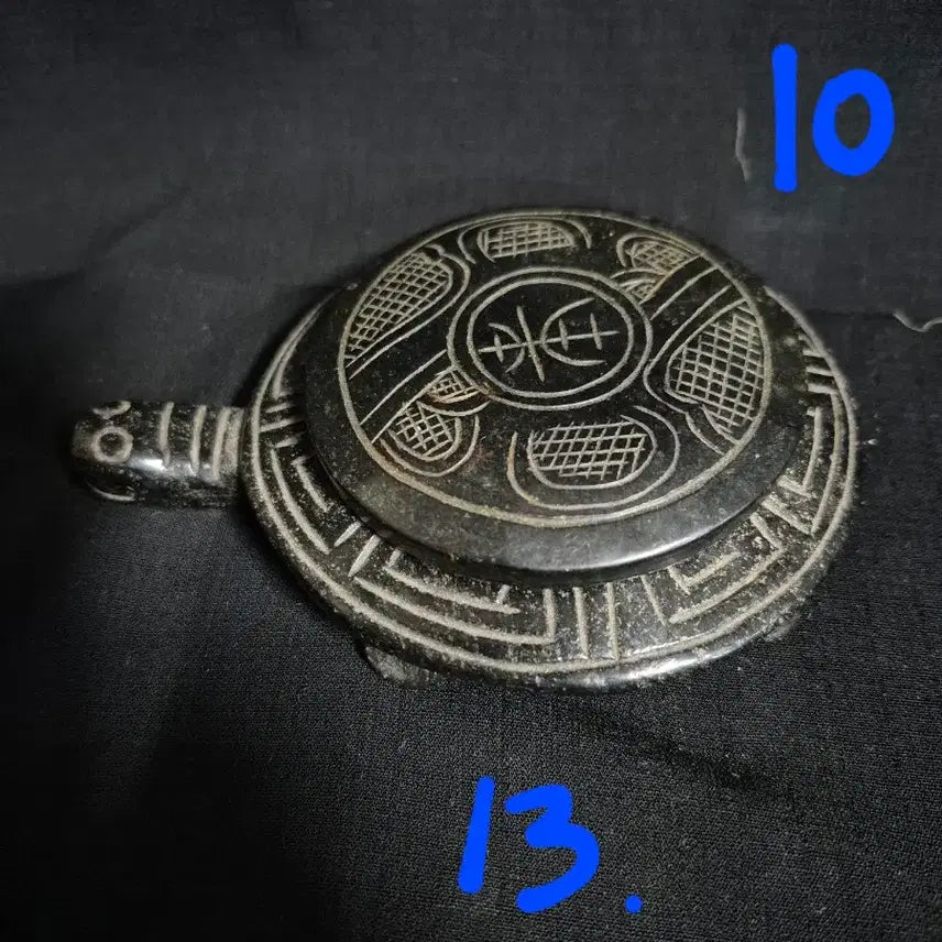 [BUNJANG] Black Jade Turtle Inkstone Antique / 흑피옥 문자도안 거북 벼루 옥 엔틱 골동