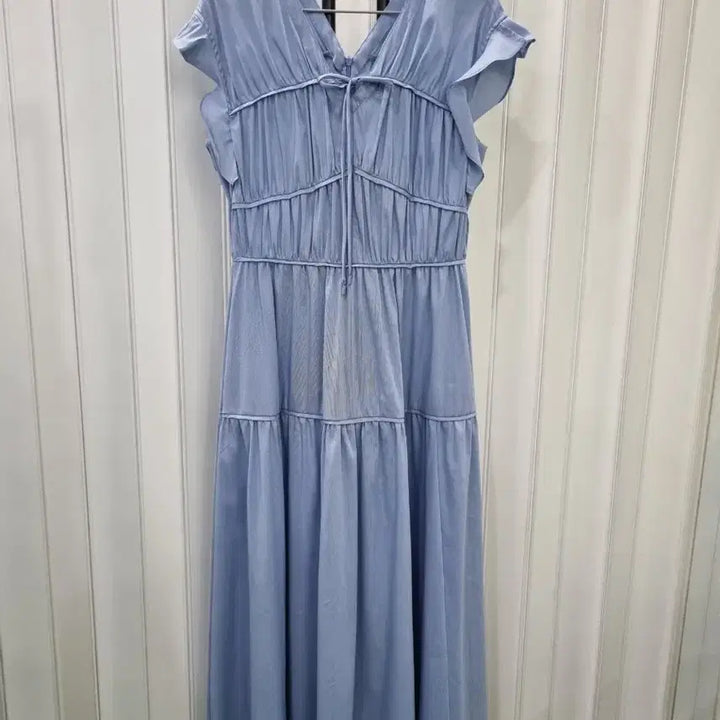 [BUNJANG] Sky Blue Shirring Long Dress / 하늘색 셔링 롱 원피스