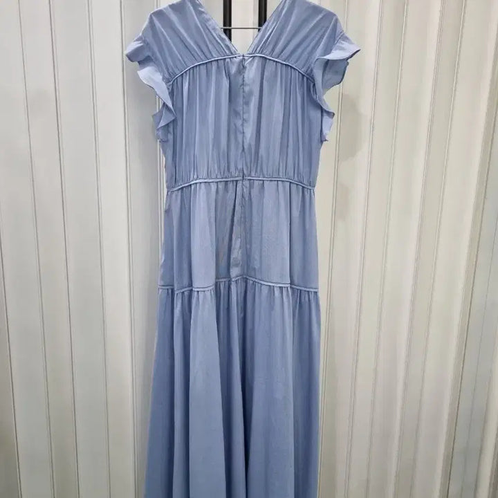 [BUNJANG] Sky Blue Shirring Long Dress / 하늘색 셔링 롱 원피스