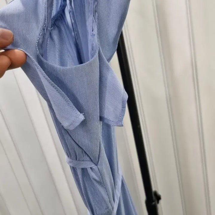 [BUNJANG] Sky Blue Shirring Long Dress / 하늘색 셔링 롱 원피스