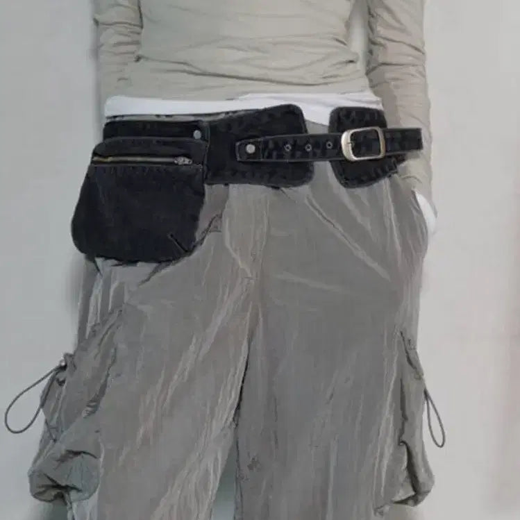 [BUNJANG] Aopt Denim Pocket Belt Bag Black / 새제품) 아옵트 데님 포켓 벨트백 블랙