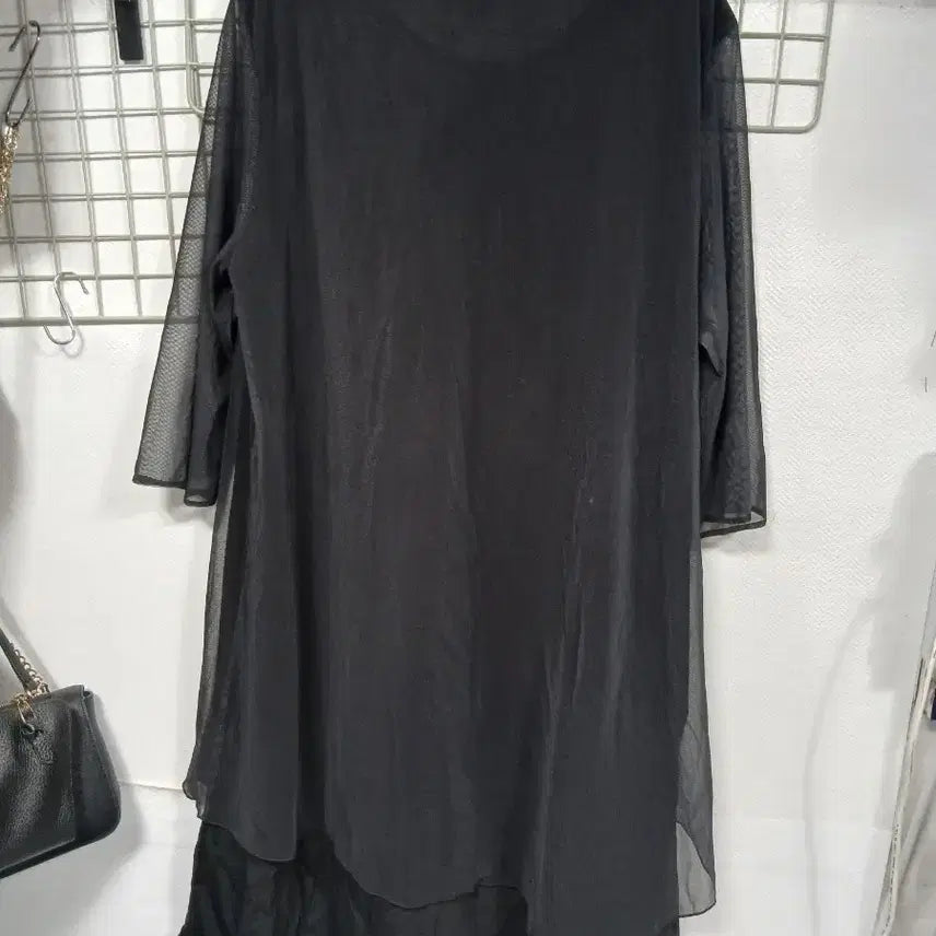 [BUNJANG] Black See-through Layered Midi Dress / 블랙 시스루 레이어드 원피스