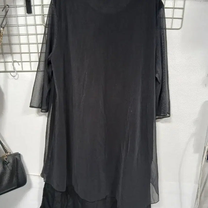 [BUNJANG] Black See-through Layered Midi Dress / 블랙 시스루 레이어드 원피스