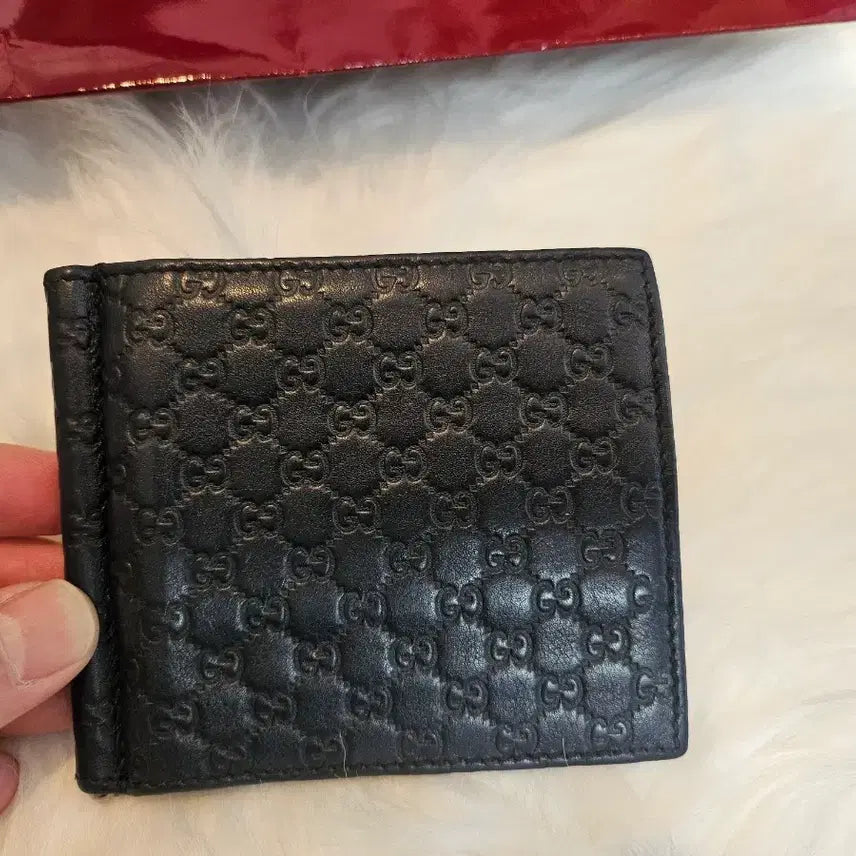 [BUNJANG] Gucci Black Bifold Wallet Money Clip Set with Shopping Bag / 구찌 반지갑 블랙 머니클립 + 쇼핑백 풀세트