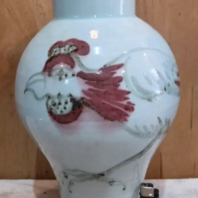 [BUNJANG] Jinsa Iron-Painted Rooster Celadon Vase / 진사철화 닭그림 도자기 매병