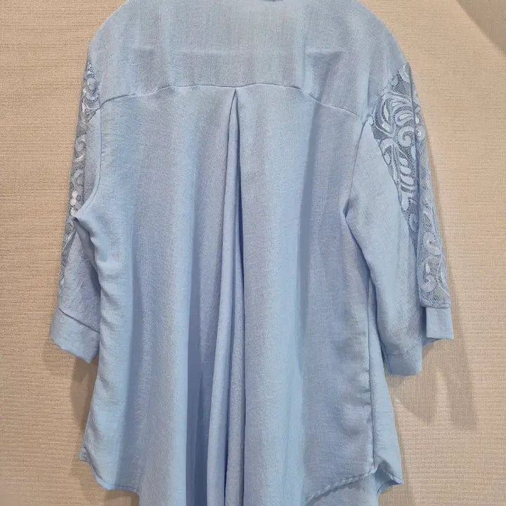 [BUNJANG] Light Blue Lace Sleeve Blouse Shirt / 레이스 소매 하늘색 셔츠 블라우스