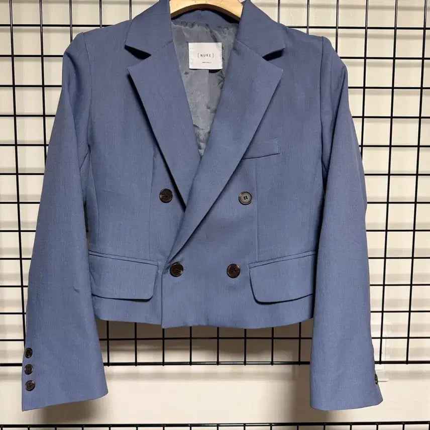 [BUNJANG] NUKE Cropped Double Jacket Blue Size S / NUKE 크롭 더블 자켓 블루 S
