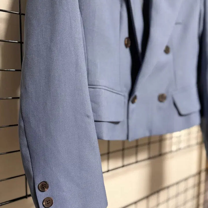 [BUNJANG] NUKE Cropped Double Jacket Blue Size S / NUKE 크롭 더블 자켓 블루 S