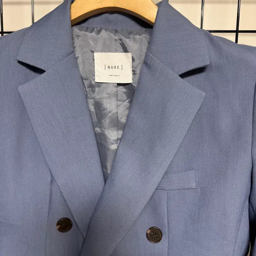 [BUNJANG] NUKE Cropped Double Jacket Blue Size S / NUKE 크롭 더블 자켓 블루 S