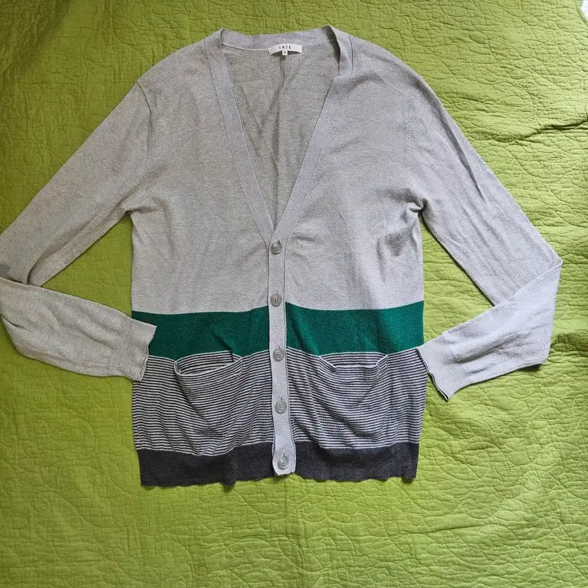 [BUNJANG] TATE Color Block Cardigan Gray / TATE 100) 남여공용 그레이 가디건
