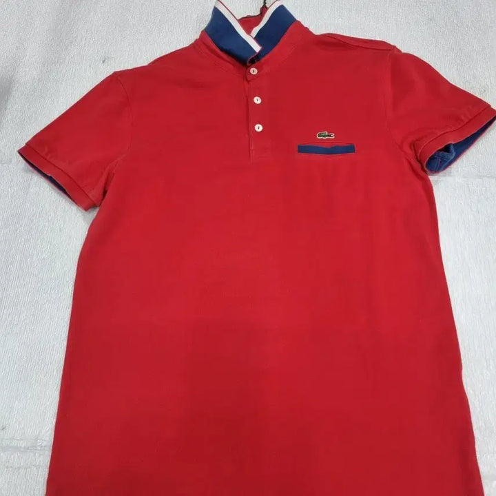 [BUNJANG] Lacoste Red Short Sleeve Polo T-Shirt with Chest Pocket / 라코스테 몀 반팔 카라 티셔츠