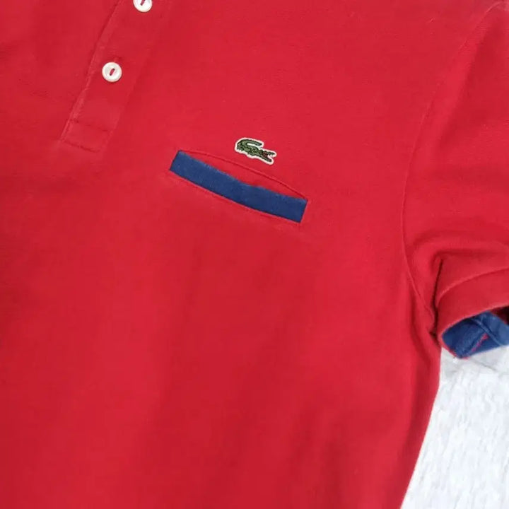 [BUNJANG] Lacoste Red Short Sleeve Polo T-Shirt with Chest Pocket / 라코스테 몀 반팔 카라 티셔츠