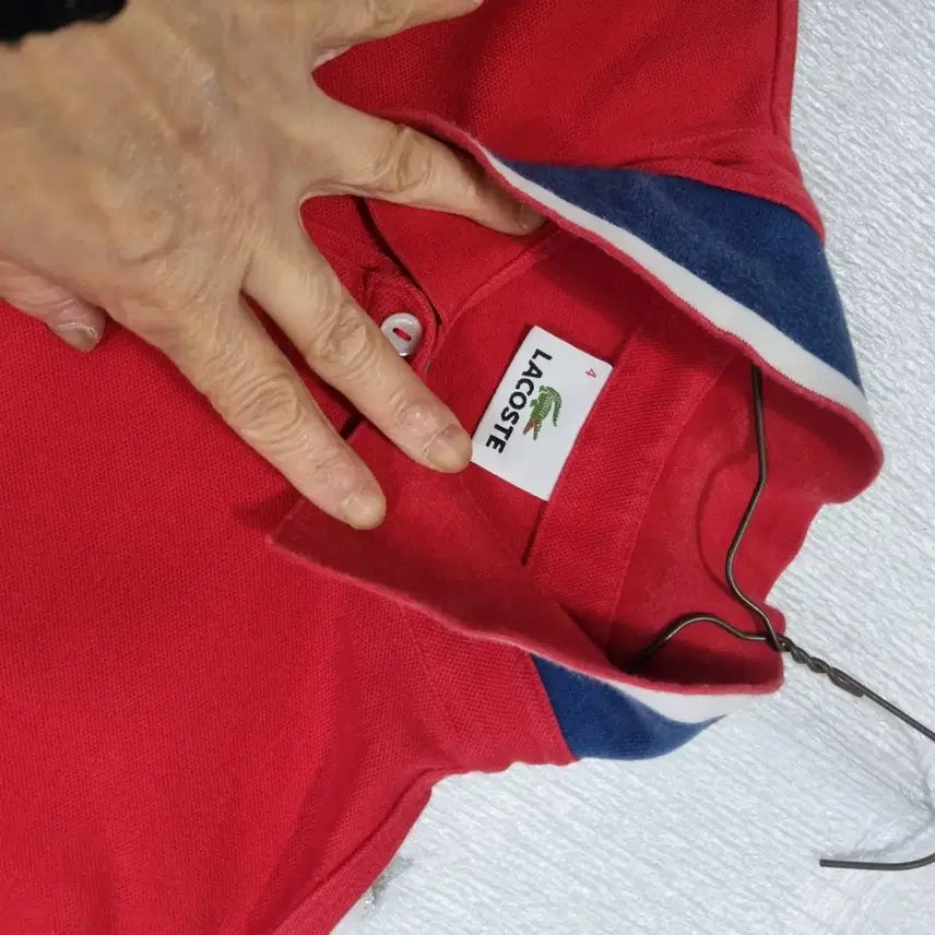 [BUNJANG] Lacoste Red Short Sleeve Polo T-Shirt with Chest Pocket / 라코스테 몀 반팔 카라 티셔츠