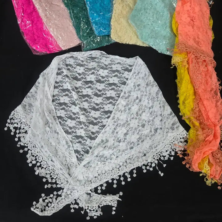 [BUNJANG] Lace Shawl Scarf (10-Piece Set) / 숄(10장)스카프 (색상 랜덤)