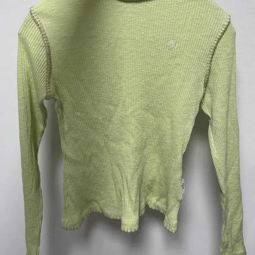[BUNJANG] Kijun Lime Stitch Turtleneck Knit / Kijun 라임 스티치 터틀넥 니트