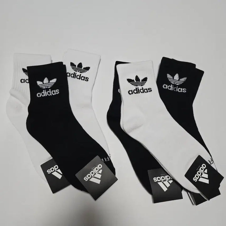 [BUNJANG] Adidas White/Black Sock Set (8 Pairs) / 아디다스 흰/검 양말 세트 8켤레