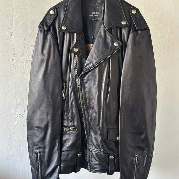 [BUNJANG] Real Leather Double Rider Jacket / 더블 라이더 가죽 자켓