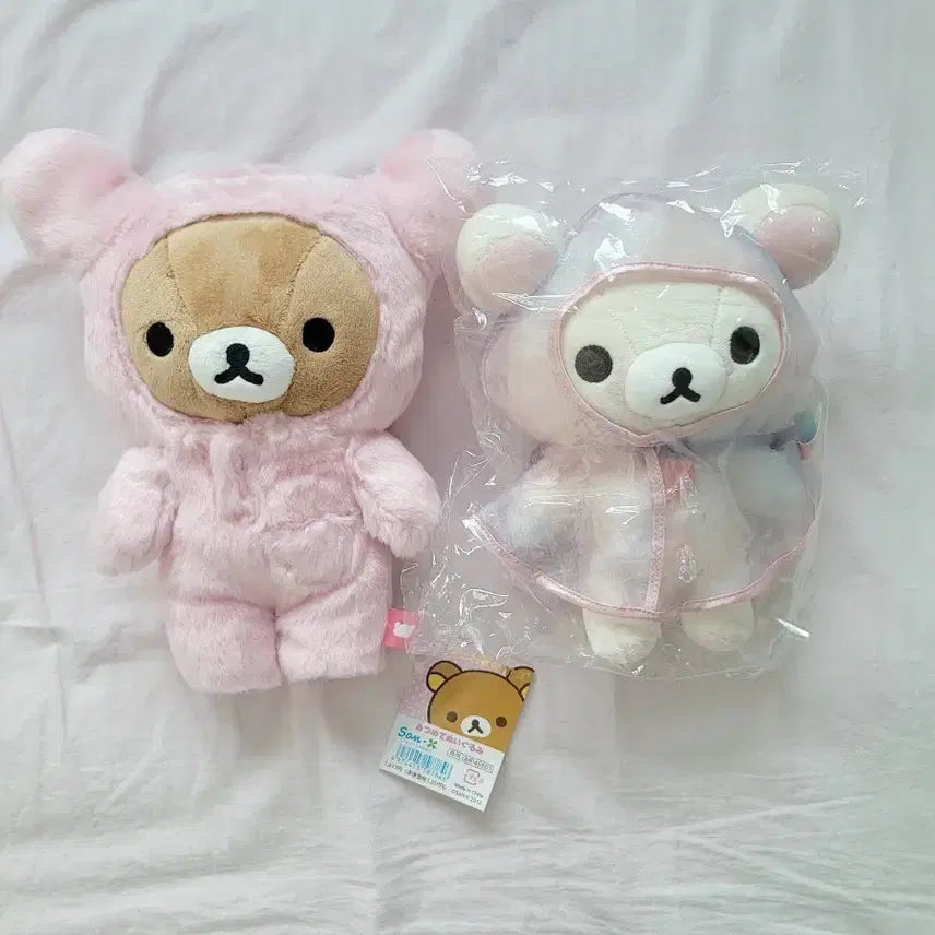 [BUNJANG] Rilakkuma &amp; Korilakkuma Rabbit Raincoat Plush Bundle / [정품] 토끼 리락쿠마 누이 인형 비오는 우비 코리락쿠마 일괄