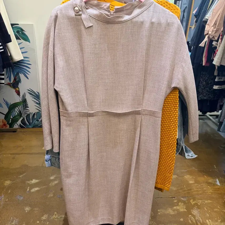 [BUNJANG] Deco One-Piece Beige Dress / 데코 원피스 베이지