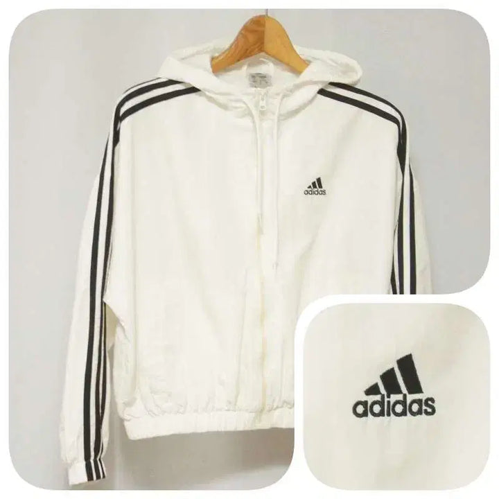 [BUNJANG] Adidas White Windbreaker Hooded Jumper Women&