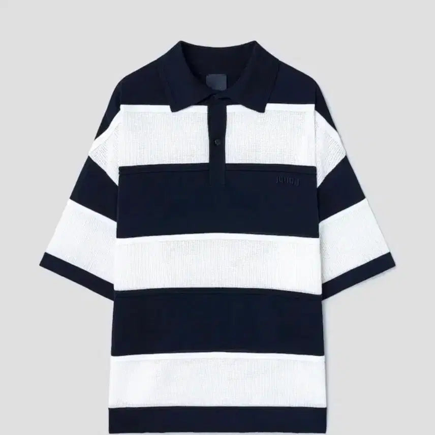 [BUNJANG] JUUN.J 26SS Collection Striped Tikka Knit Short Sleeve Navy / [S] 준지 26SS 컬렉션 스트라이프 티칼라 니트 숏슬리브 네이비